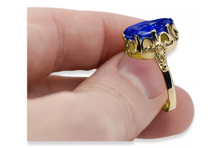 Сапфір 14K Жовте золото Каблучка Вінтаж вироби vrc134y